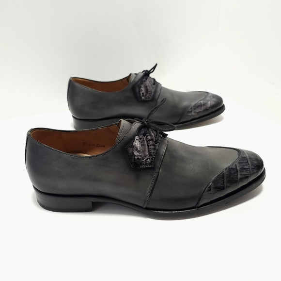 Mezlan Boyd Mens Crocodile Calfskin Shoes Size 9 M Grey Made In Spain - Picture 4 of 10